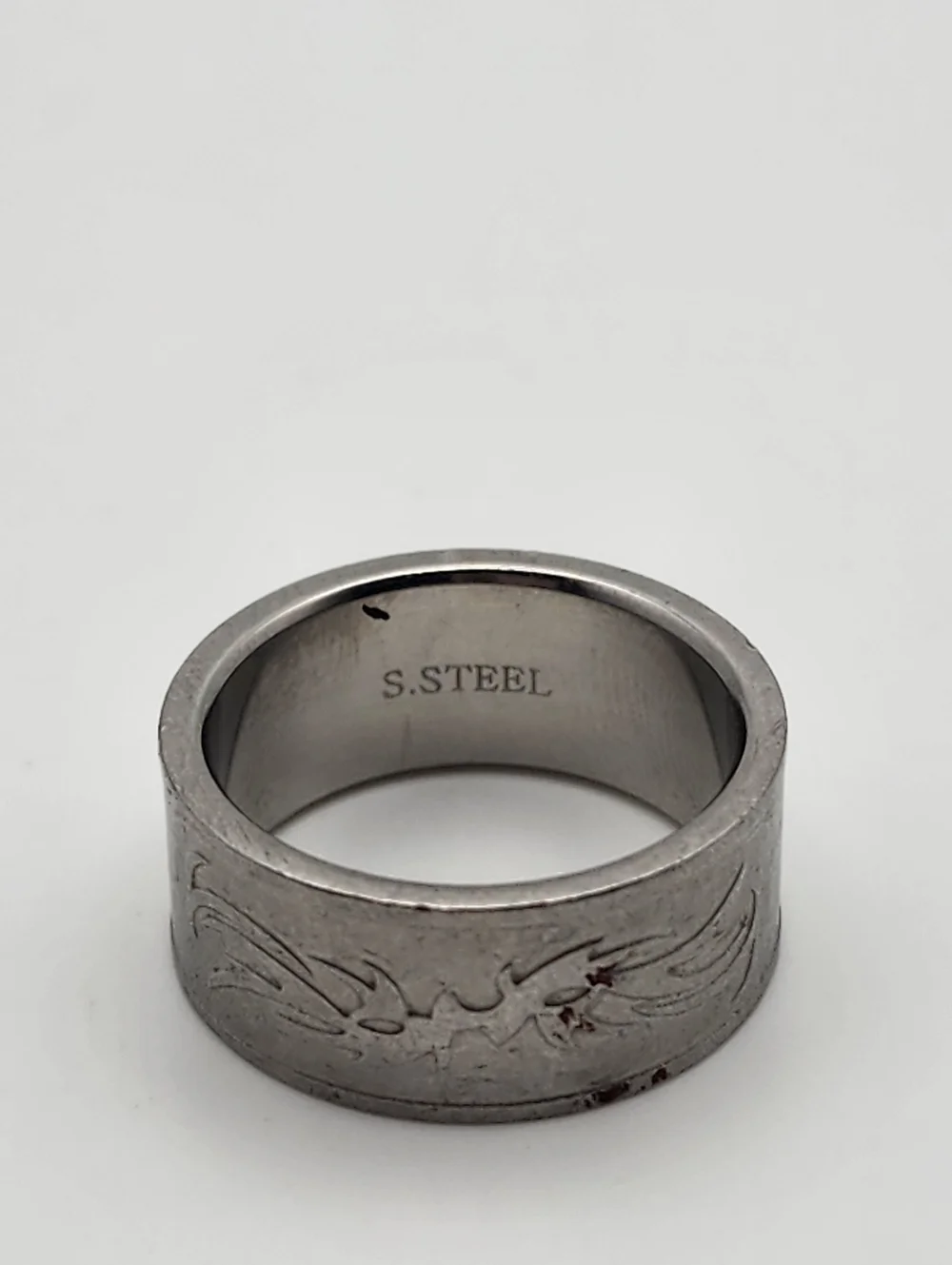 Thick Stainless Steel Silver Tone Band Ring (10)